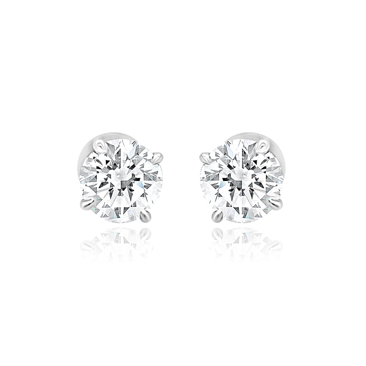 14KW 4 PRONG MARTINI DIAMOND STUDS 4.03CT