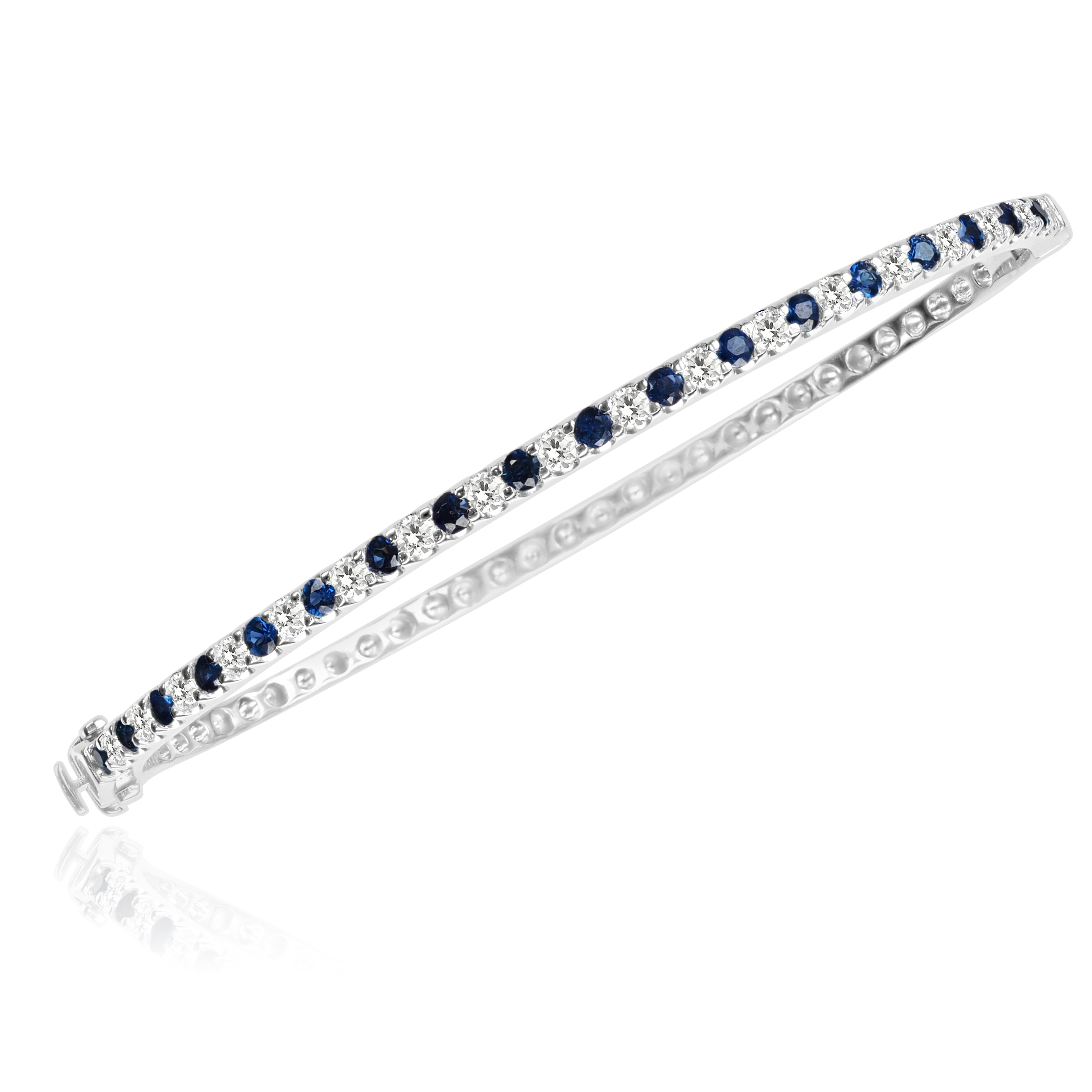 14KW GOLD SAPPHIRE & DIAMOND BANGLE BRACELET 18S=.92CT, 18D=.77CT
